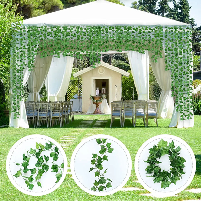72pcs Artificial Green Ivy Garland – 2.1m Hanging Vine Silk Leaves for Home, Garden, Wedding, and Party Decoration