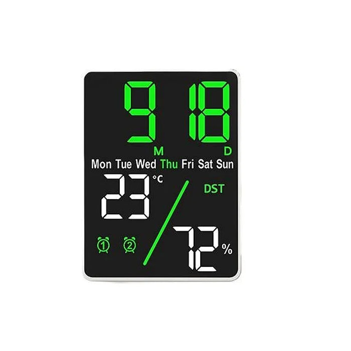 Digital Alarm Clock with Temperature and Humidity Display – 2 Alarms, Snooze, Adjustable Brightness, and LED Screen