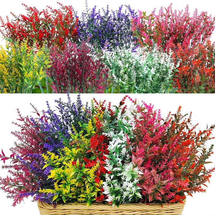 12PCS Artificial Lavender Plants – UV-Resistant, No-Fade Faux Flowers for Wedding, Home, Christmas Wreath, and Outdoor Garden Decoration