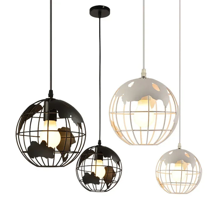 American Iron Globe Pendant Light – Modern Chandelier for Porch, Aisle, Bedroom, and Balcony with E27 LED Bulb (Bulb Not Included)