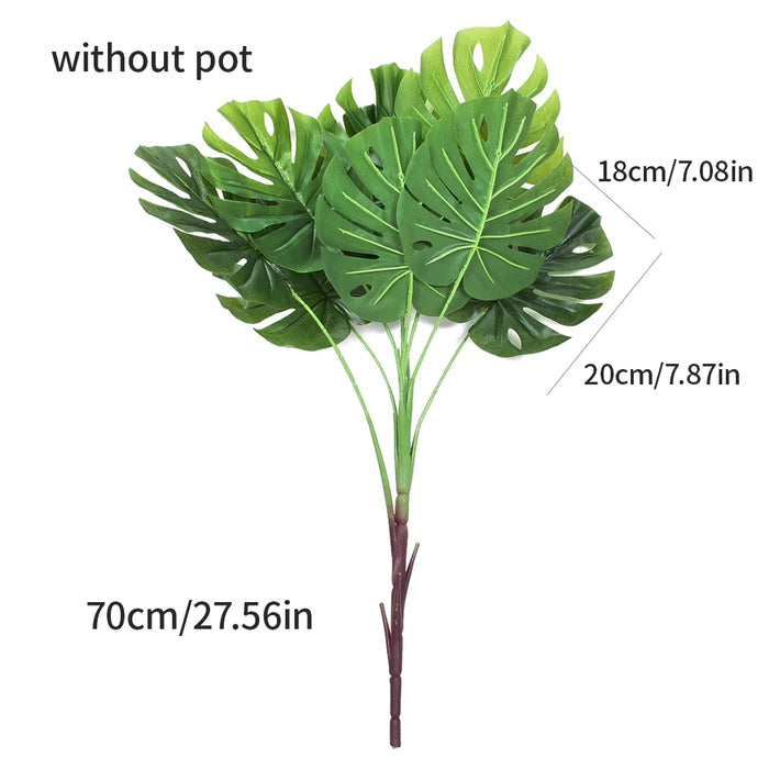 Large Artificial Banana Plant – 78cm/70cm Tropical Fake Monstera Leaves, Real Touch Plastic Palm Tree for Home, Garden, and Office Decor
