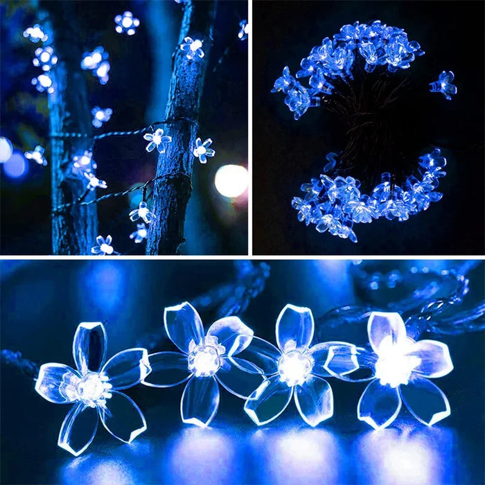 Solar Garden Flower String Lights – Waterproof Outdoor LED Fairy Lights with 8 Modes for Holiday, Christmas, and Decorative Lighting