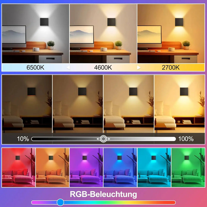 Smart LED Wall Lamp – WIFI & App Control, RGB-CW Color Changing, 2700-6500K, Adjustable Cube Design, IP65 Waterproof, Alexa & Google Compatible