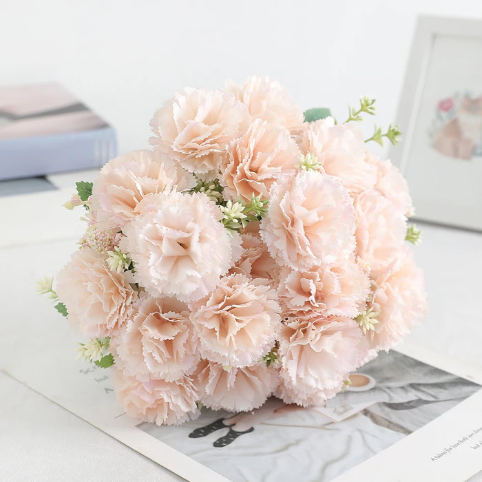 28cm Artificial Carnation Bouquet – 1/3 Pieces Silk Flower for Home, Wedding, Room, Garden Decoration, DIY Bride Holding Flowers