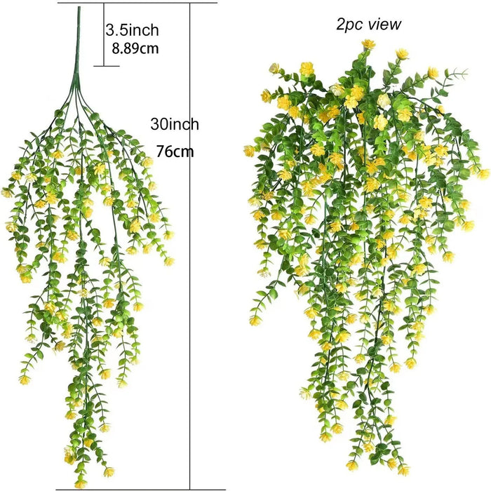 Artificial Eucalyptus Flower Garland – Realistic Faux Drooping Vine for Home, Wedding, and Garden Outdoor Wall Hanging Decoration