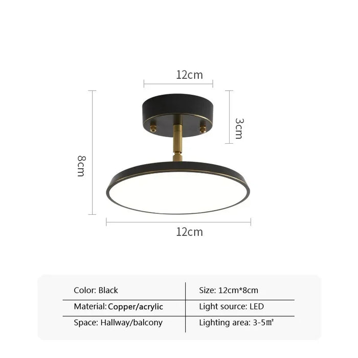 Modern Rotatable LED Ceiling Light – Black and Gold Minimalist Design for Multi-Room Illumination (1-Way, 10-15 sq m Coverage)