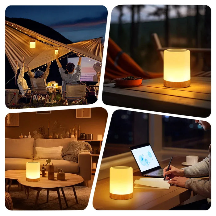 Touch Bedside Table Lamp – RGB USB Rechargeable Night Light for Bedroom, Desk, and Kids' Room – Modern LED Mood Lamp with Touch Control