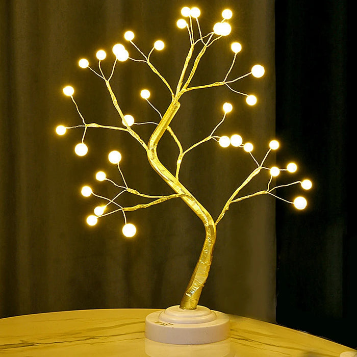 Cherry Blossom Bonsai Tree LED Night Light – USB/Battery Powered Touch Switch Desk Lamp for Home, Office, and Holiday Decoration