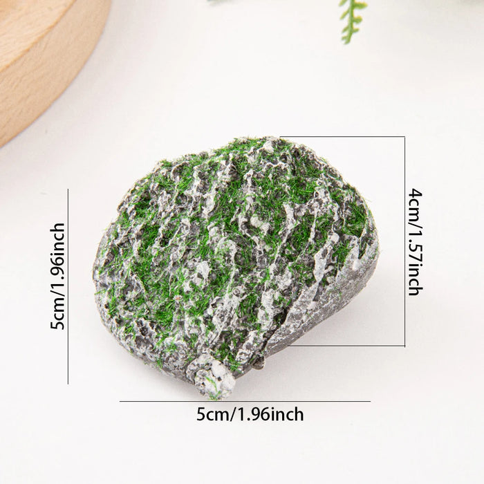 10PCS Mossy Gray Stone Multi-Shaped Planting Moss Blocks – DIY Simulation Green Plants for Garden Decoration