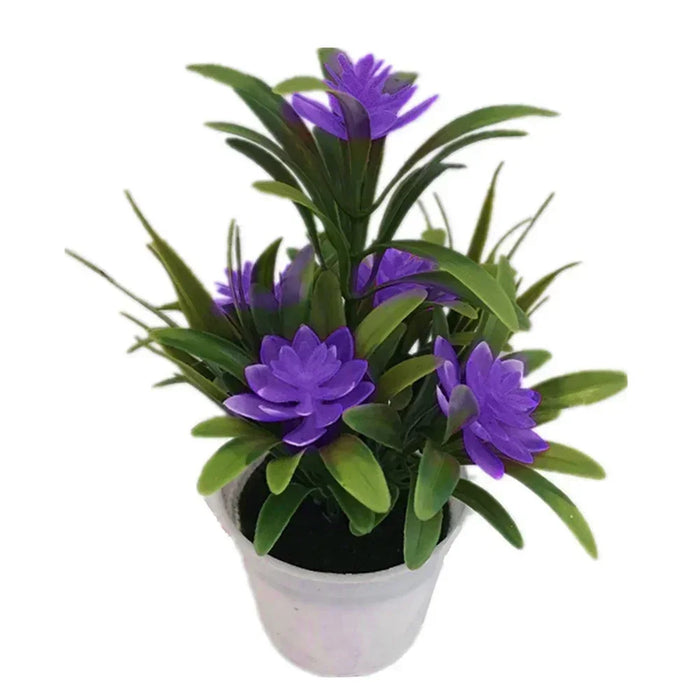 Artificial Potted Bonsai Plant – Simulation Fake Flower in Yellow, Red, Pink, Orange, Purple for Home, Garden, and Table Decoration