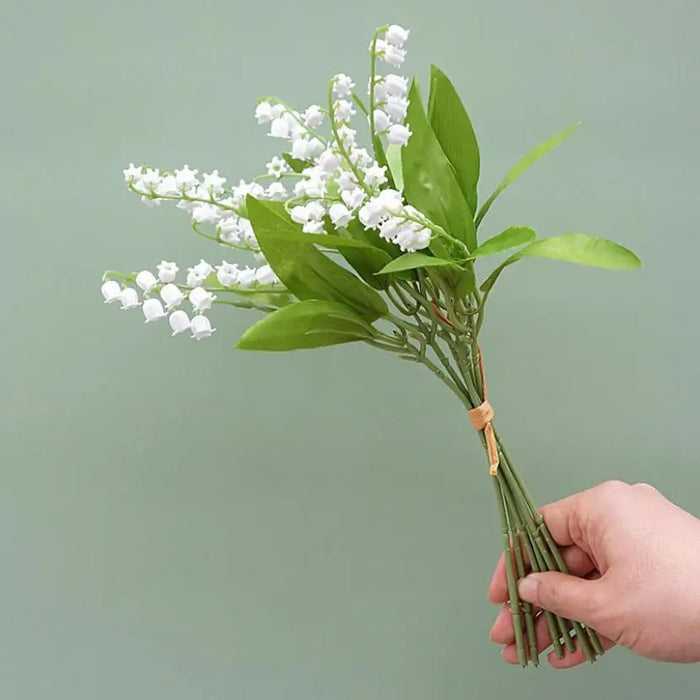 6 Fork White Artificial Flowers Fake Plastic Handmade Letter Bellflower Home Decoration Green Plant Wedding Household Products