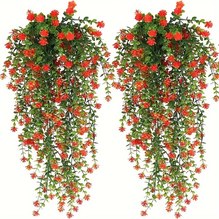 3pcs Artificial Hanging Plants – Faux Eucalyptus Leaf Greenery Vine – UV Resistant Plastic Outdoor Hanging Plants for Home, Garden, and Party Decoration
