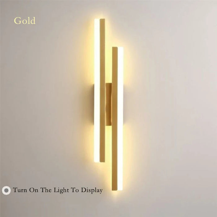 Modern LED Wall Lamp – Black & Gold Acrylic Wall Sconce for Living Room, Bedroom, and Interior Decor