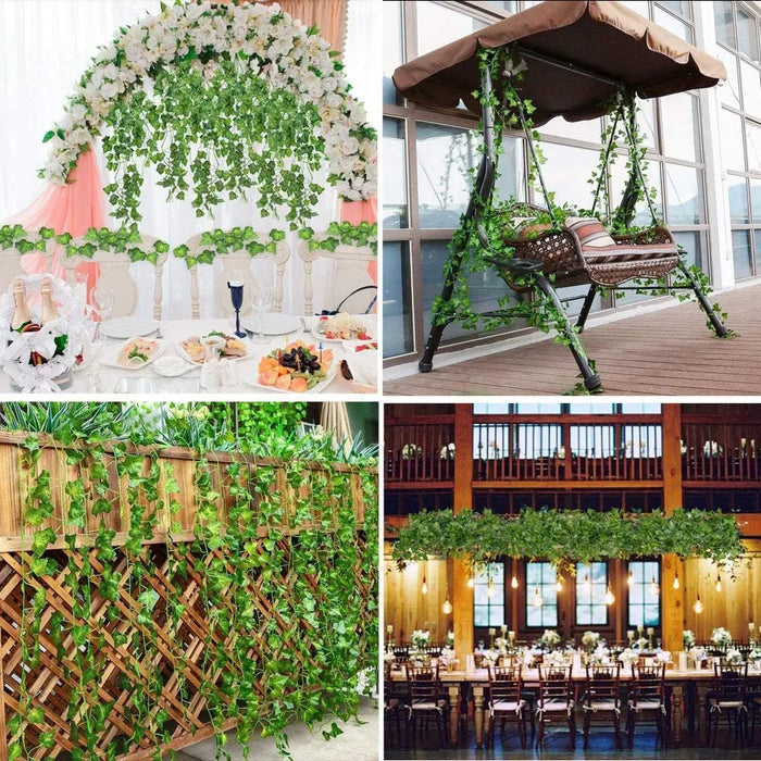 2.1m Artificial Ivy Leaf Garland – Lifelike Green Vine for Home, Garden, and Wedding Decoration – Silk Hanging Vine for DIY Projects and Party Décor