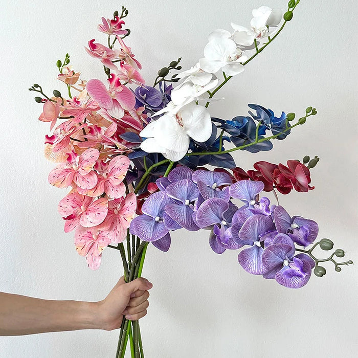 8-Head Artificial Orchid Phalaenopsis Branch – 95cm Silk Flower for Wedding, Home, and Table Decor, Photo Props