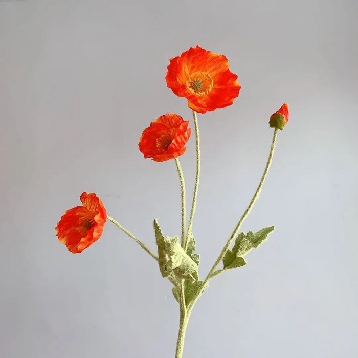 4 Head Artificial Poppy Flowers Bouquet – Silk Fake Flowers for Home Decor, Garden, Wedding, and Party Decoration