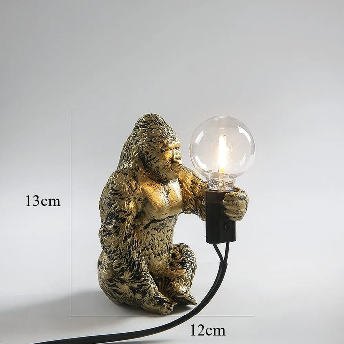 King Kong Gorilla Animal Table Lamp – Resin Night Light for Bedroom and Creative Home Decor