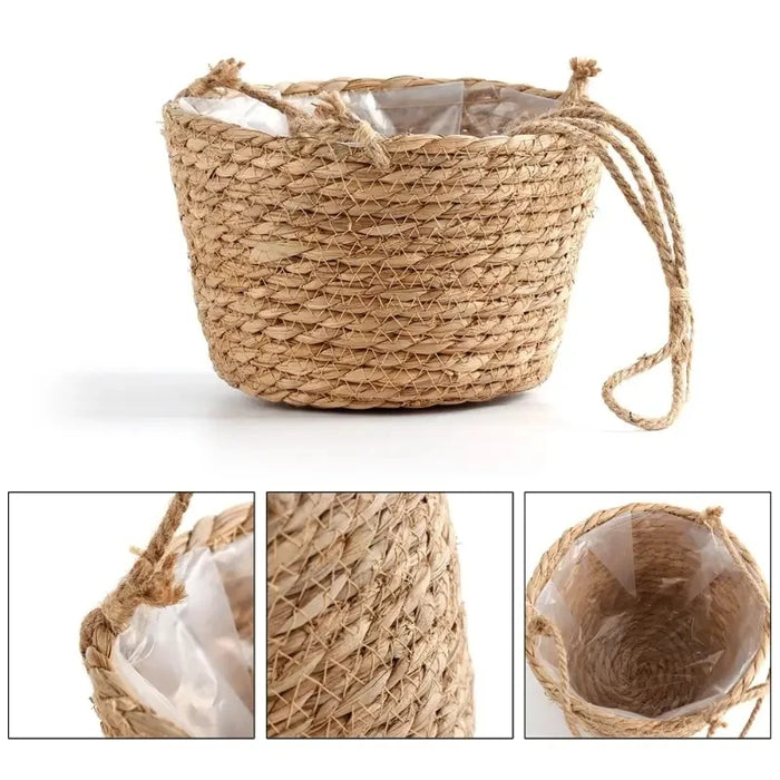 Garden Hanging Planter Macrame Basket – Woven Jute Rope Flower Pot Holder for Indoor/Outdoor – Plant Storage Hangers for Home, Patio, Balcony
