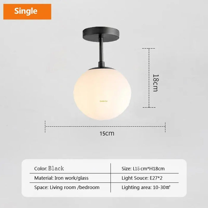 Modern Nordic LED Ceiling Light – Gold Iron and Glass Lamp for Corridor, Aisle, Cloakroom, Balcony, and Bedroom