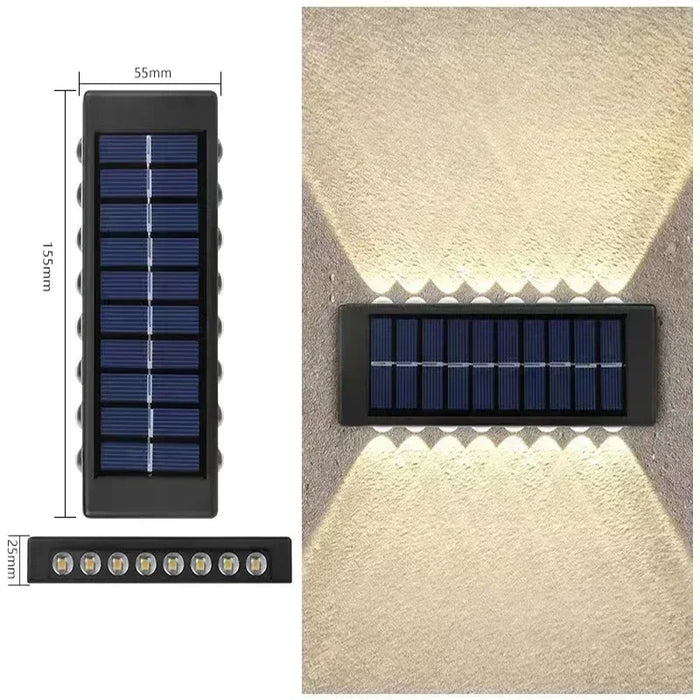 Solar Wall Lights Outdoor – Up and Down LED Light, Waterproof, Solar-Powered, Modern Porch Lamp for Garden, Balcony, Patio, and Landscape