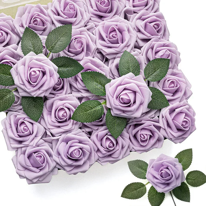 25/10PCS Red Artificial Roses with Stems – Realistic Fake Roses for DIY Wedding Bouquets, Party & Home Decorations