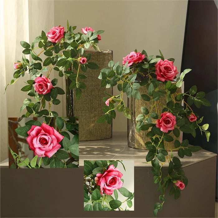 Rose Vine Wall Hanging Flower Decor – Silk Floral Rattan for Wedding, Reception, Party, and Home Decoration (66cm)