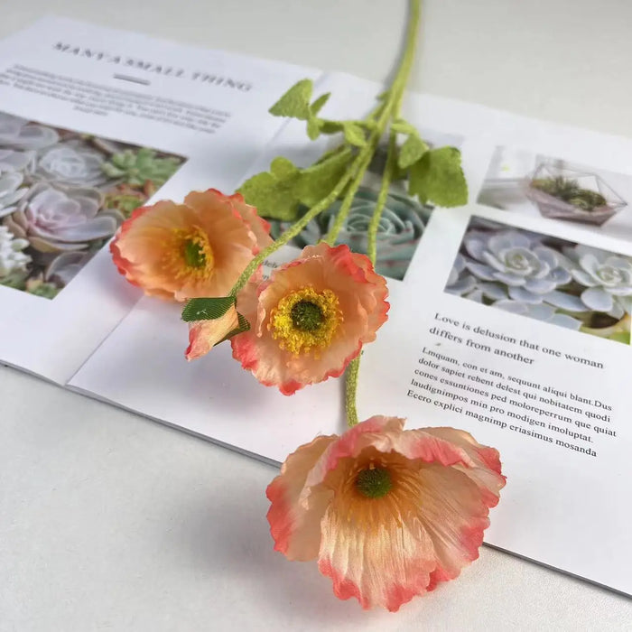 Artificial Poppy Flowers Bouquet – Silk Fake Flowers for Home Decor, Garden, Wedding & Party Decoration, DIY Vase Accessories