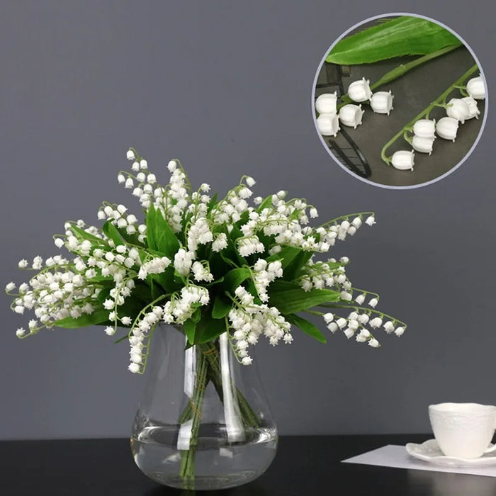 Lily of The Valley Artificial Flowers – 1-20Pcs Plastic Wedding Bouquet, Home & Garden Decoration for Table, Vase, Party & DIY Projects