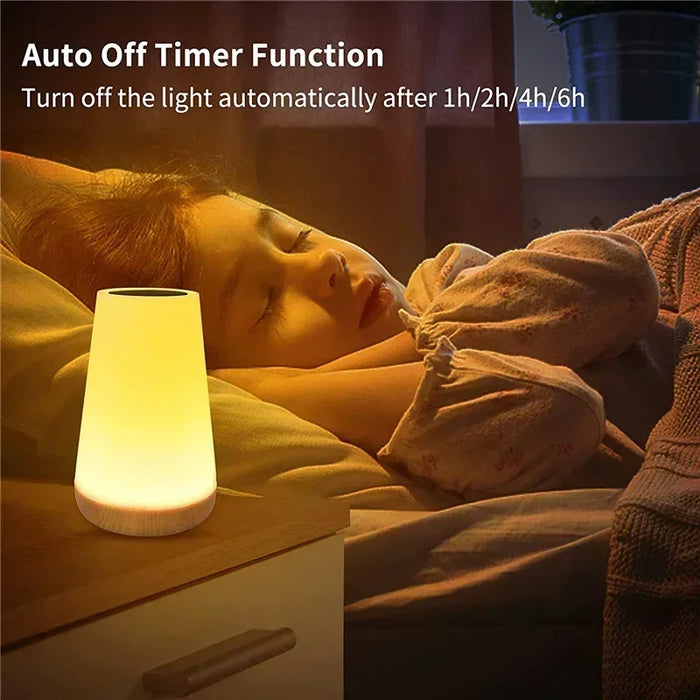 13-Color Changing Night Light – RGB Remote Control Touch Dimmable USB Rechargeable Table Bedside Lamp for Atmosphere Lighting