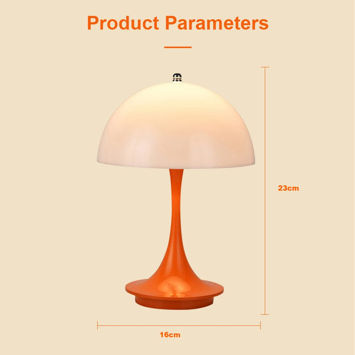 Rechargeable Nordic Mushroom Table Lamp – Dimmable LED Bedside Lamp for Bedroom, Living Room, and Study