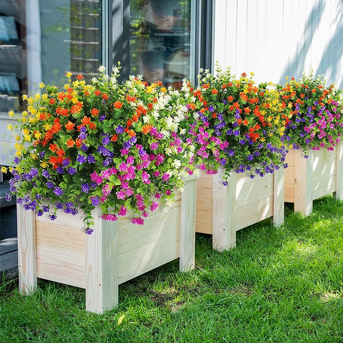 UV Resistant Artificial Flowers – Plastic Hanging Shrubs for Garden, Porch, Window Box & Home Decoration