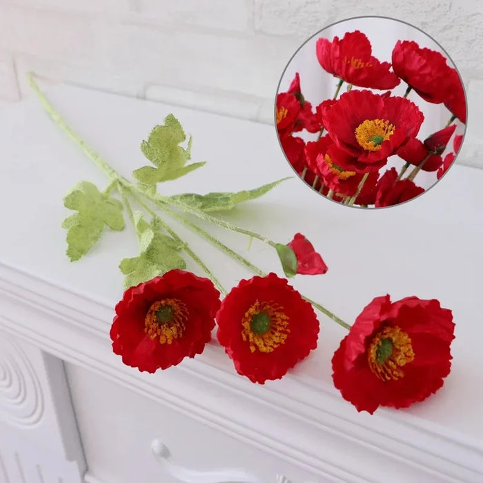 Artificial Poppy Flowers Bouquet – Silk Fake Flowers for Home Decor, Wedding, DIY Vase Accessories, and Garden Decoration