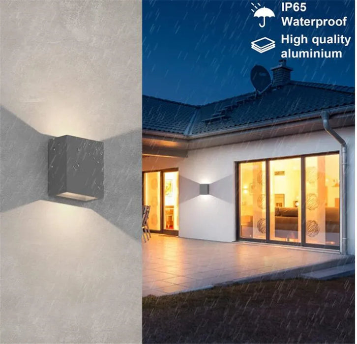 Waterproof LED Wall Lamp – Up and Down Dual-Head Wall Sconce, Aluminum Outdoor and Indoor Lighting, IP65 Rated for Modern Spaces