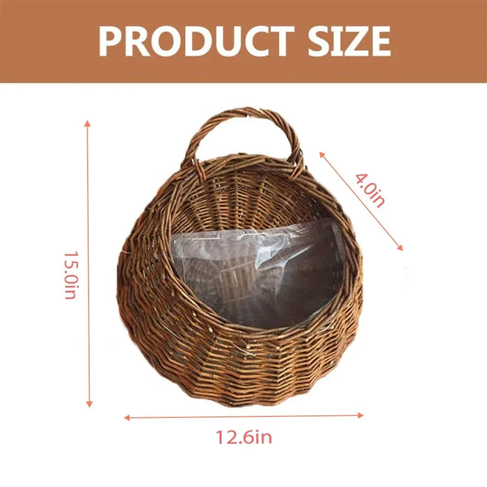 Woven Hanging Basket Planter – Eco-Friendly Rattan Storage Container for Home Garden Wall Décor – Indoor/Outdoor Hanging Basket for Plants, Flowers, and Decoration