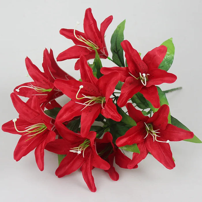 10 Heads Artificial Lily Flower Bouquet – Multicolor Faux Bridal Flowers for Weddings, Parties, and Home Decor – Perfect for Floral Arrangements