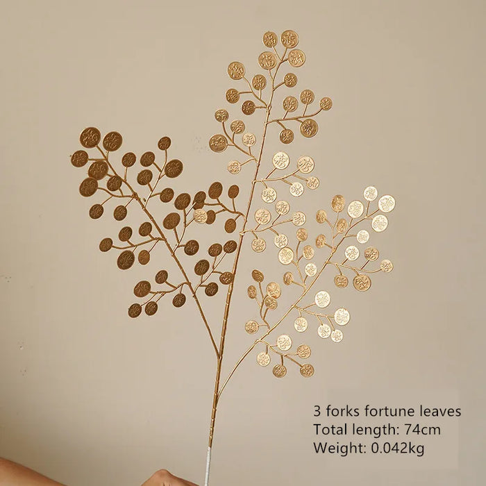 Golden Series Palm, Ginkgo & Eucalyptus Artificial Flower Arrangement – Wedding, Home, Christmas & Event Decor (67-84cm)