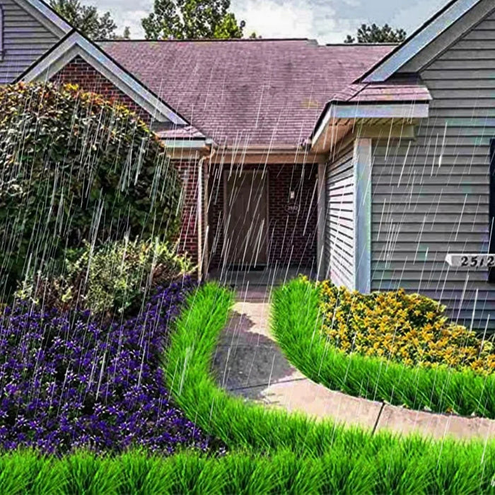 20PCS Artificial Grass Plants – 7-Branch Green Plastic Grass for Home, Office, and Outdoor Garden Decoration