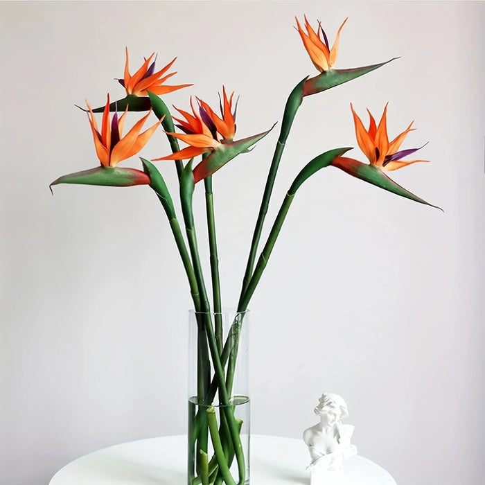 Artificial Bird of Paradise Flowers – 3pcs Rubber Strelitzia 24.5'' Long Stem for DIY Home & Party Decor