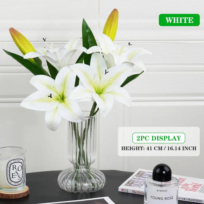 41cm Artificial Silk Lily Bouquet – DIY Creative Floral Arrangement for Home, Wedding, Party & Living Room Decor – Perfect Gift for Friends
