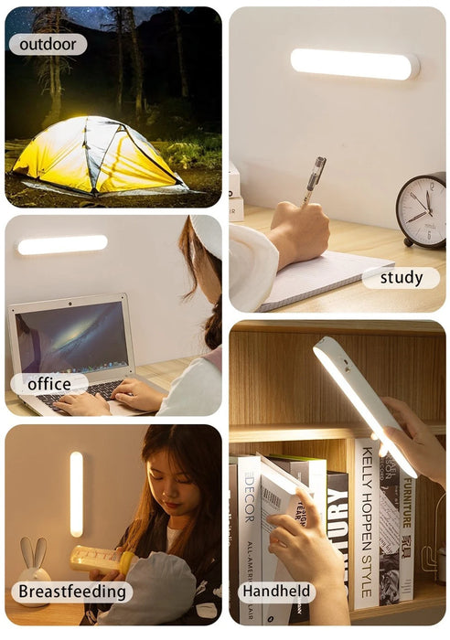 USB Rechargeable LED Desk Lamp – Magnetic Dimming Night Light with Eye Protection for Office, Study, and Bedroom, Remote Control, 3 Color Temperatures