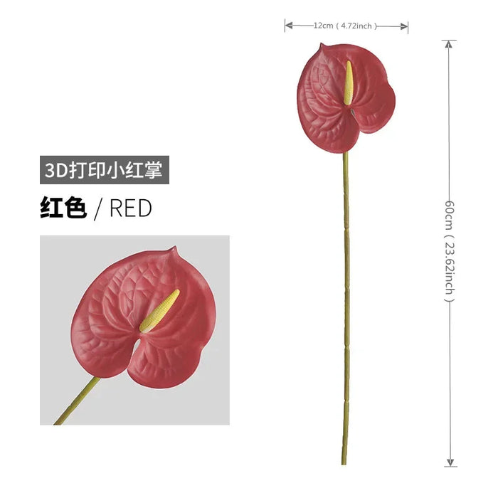 Artificial Red Palm Plant – 3D Printed Simulation Flower for Living Room, Home, and Wedding Decoration – Realistic Fake Palm Leaf