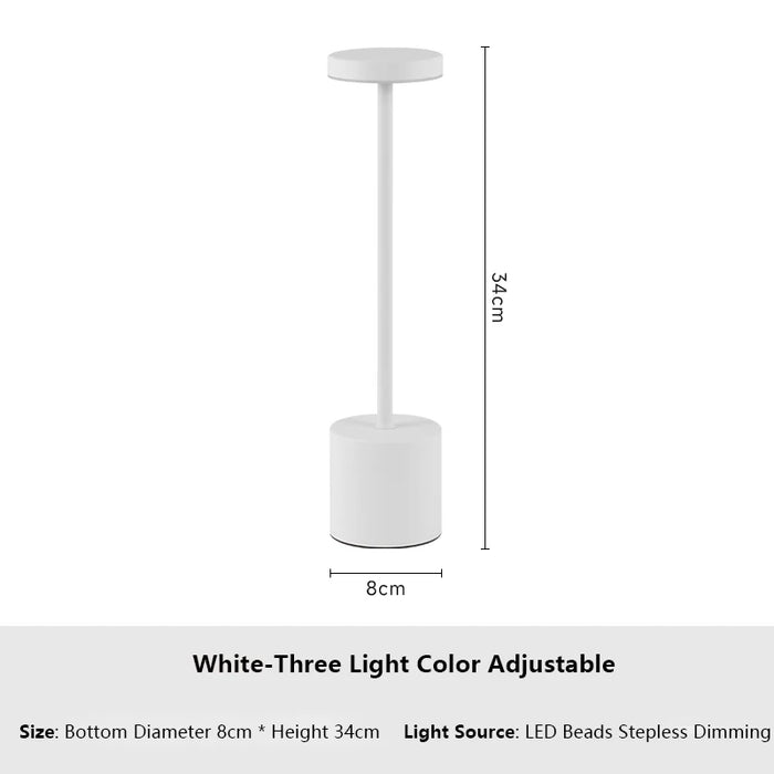Classic Metal Touch Sensor LED Table Lamp – 3 Colors, Dimmable Rechargeable Desk Lamp for Bedroom, Living Room, and Office