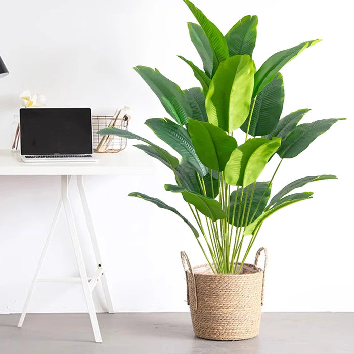 1pc Artificial Tropical Palm Tree – Large Fake Banana & Monstera Leaves, Real Touch Plastic Plant for Home, Garden, and Party Decor
