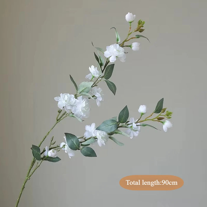 Artificial Camellia Flower Branch – 90cm Silk Long Branch with Fake Leaves for Wedding, Home, and Table Decor