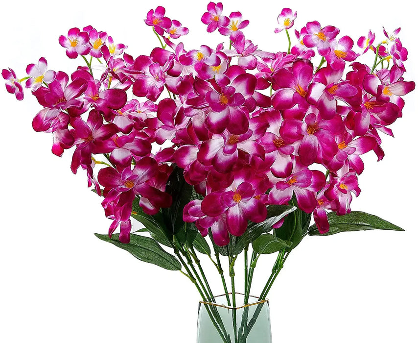 10pcs Artificial Blue Orchid Flowers with Long Stems – Bulk Decorative Faux Butterfly Orchids for Weddings and Home Decor