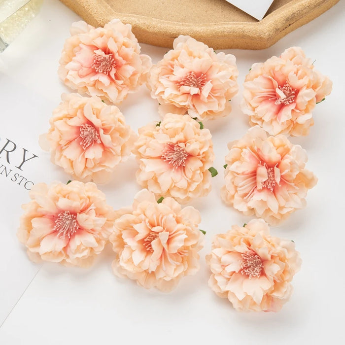 10Pcs Artificial Silk Peony Flowers – DIY Craft Fake Stamen Heads for Wedding, Home, Valentine’s Day, and Outdoor Décor