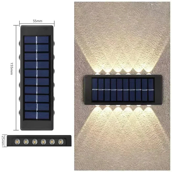 Solar Wall Lights Outdoor – Up and Down LED Light, Waterproof, Solar-Powered, Modern Porch Lamp for Garden, Balcony, Patio, and Landscape