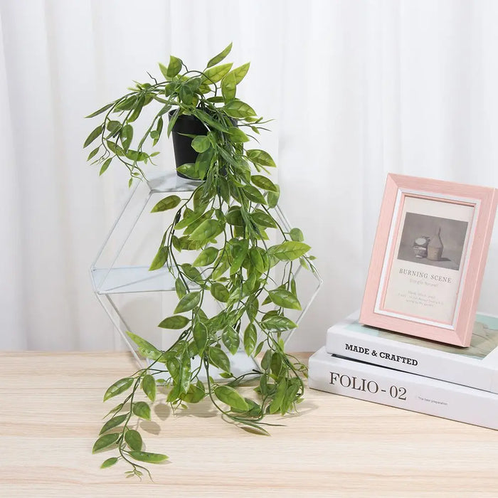 fake hanging plants for shelf Artificial Hanging Plants with Pot – 80CM/65CM/83CM Fake Vine Shelf Pl — Clasterior