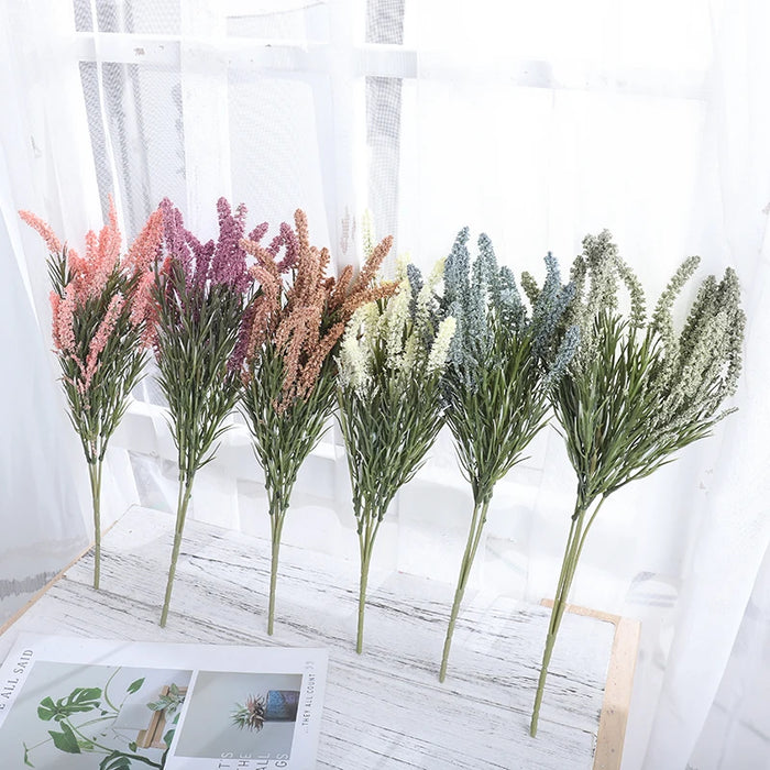 Foam Artificial Lavender Flowers Bouquet – Fake Lavender Plants for Wedding, Home, Office, Indoor & Outdoor Decoration, Table Arrangements