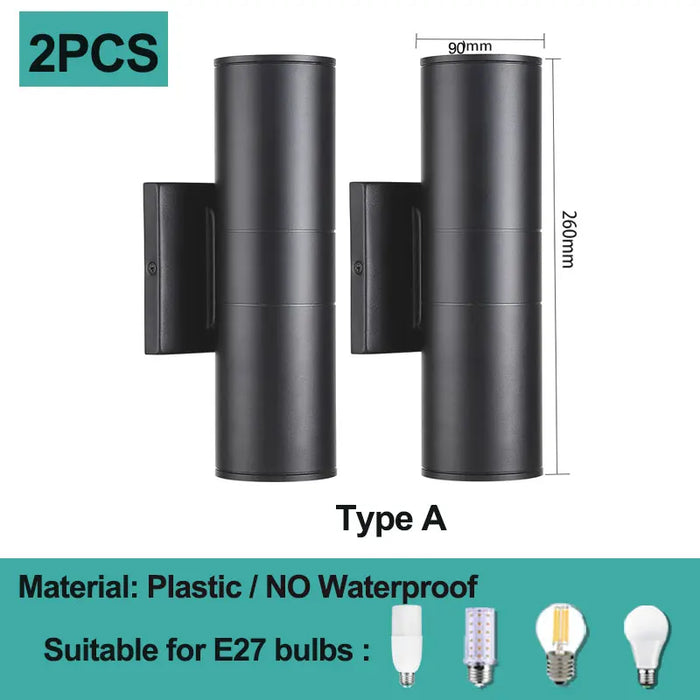 Double Head LED Wall Light – Waterproof E27 Wall Lamp for Indoor and Outdoor Use, Modern Up and Down Light for Living Room, Stairs, Porch, or Entryway (Warm/Cool White, IP65)